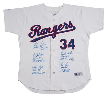 Nolan Ryan Signed and Heavily Inscribed Texas Rangers Home Jersey (PSA/DNA)